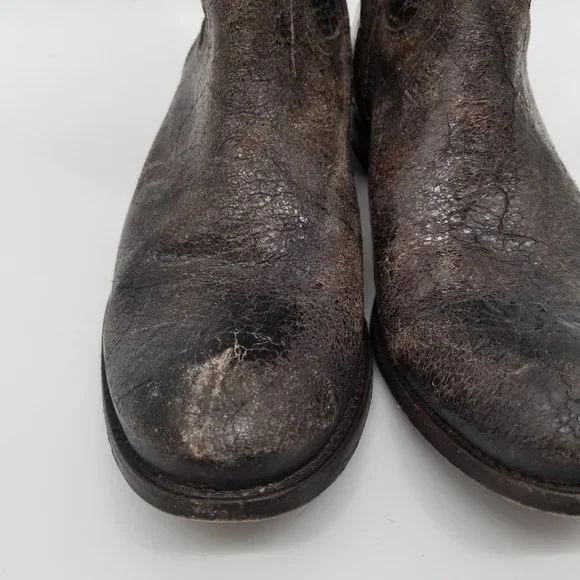 FRYE | Melissa Button Ankle Booties w/ Crackle Leather - 11B - Picture 2 of 13